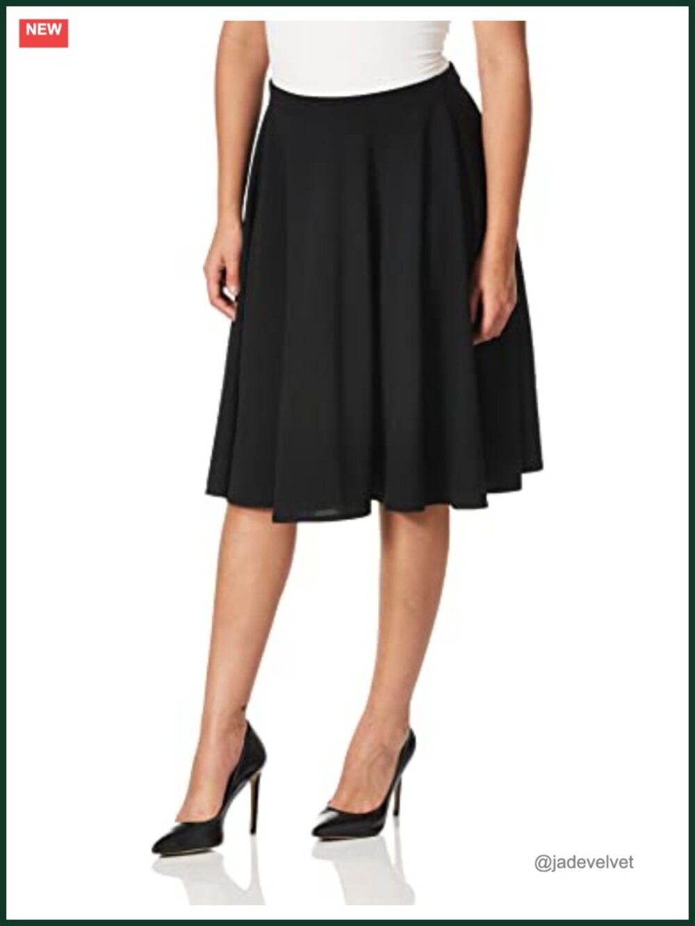 Stretch Ponte Knit Full Knee Length Skater Skirt